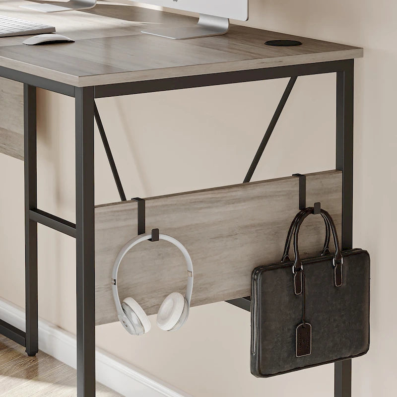 Bureau en L de 60 pouces avec armoire de rangement, bureau d'ordinateur