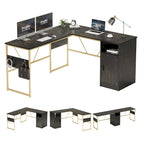 Bureau en L de 60 pouces avec armoire de rangement, bureau d'ordinateur