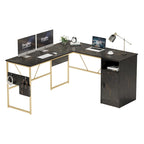 Bureau en L de 60 pouces avec armoire de rangement, bureau d'ordinateur