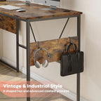 Bureau en L de 60 pouces avec armoire de rangement, bureau d'ordinateur