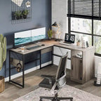 Bureau en L de 60 pouces avec armoire de rangement, bureau d'ordinateur