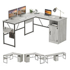 Bureau en L de 60 pouces avec armoire de rangement, bureau d'ordinateur