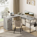 Bureau en L de 60 pouces avec armoire de rangement, bureau d'ordinateur