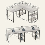 Bureau en L de 60 pouces avec armoire de rangement, bureau d'ordinateur