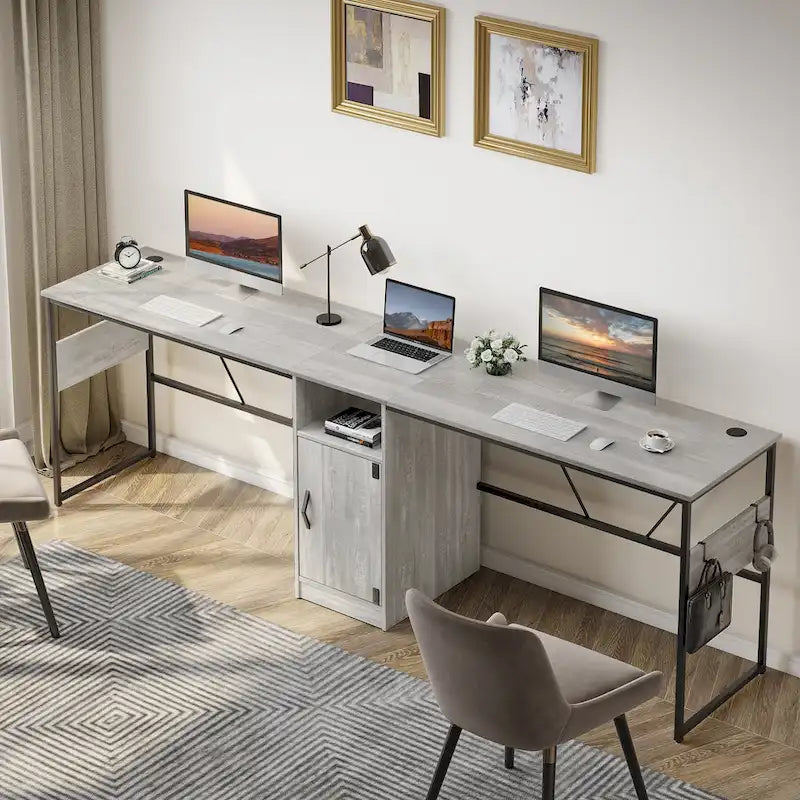 Bureau en L de 60 pouces avec armoire de rangement, bureau d'ordinateur