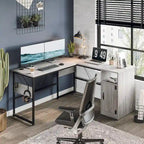 Bureau en L de 60 pouces avec armoire de rangement, bureau d'ordinateur