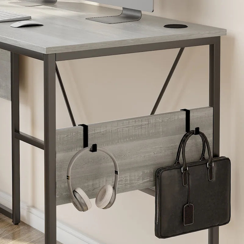 Bureau en L de 60 pouces avec armoire de rangement, bureau d'ordinateur