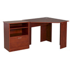 Bureau d'ordinateur HOMCOM avec compartiment pour imprimante, bureau d'angle en L avec rangement, poste de travail PC pour bureau à domicile