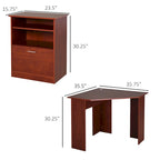 Bureau d'ordinateur HOMCOM avec compartiment pour imprimante, bureau d'angle en L avec rangement, poste de travail PC pour bureau à domicile