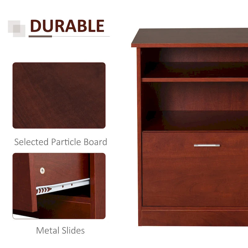 Bureau d'ordinateur HOMCOM avec compartiment pour imprimante, bureau d'angle en L avec rangement, poste de travail PC pour bureau à domicile