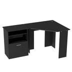 Bureau d'ordinateur HOMCOM avec compartiment pour imprimante, bureau d'angle en L avec rangement, poste de travail PC pour bureau à domicile