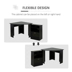 Bureau d'ordinateur HOMCOM avec compartiment pour imprimante, bureau d'angle en L avec rangement, poste de travail PC pour bureau à domicile