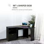 Bureau d'ordinateur HOMCOM avec compartiment pour imprimante, bureau d'angle en L avec rangement, poste de travail PC pour bureau à domicile