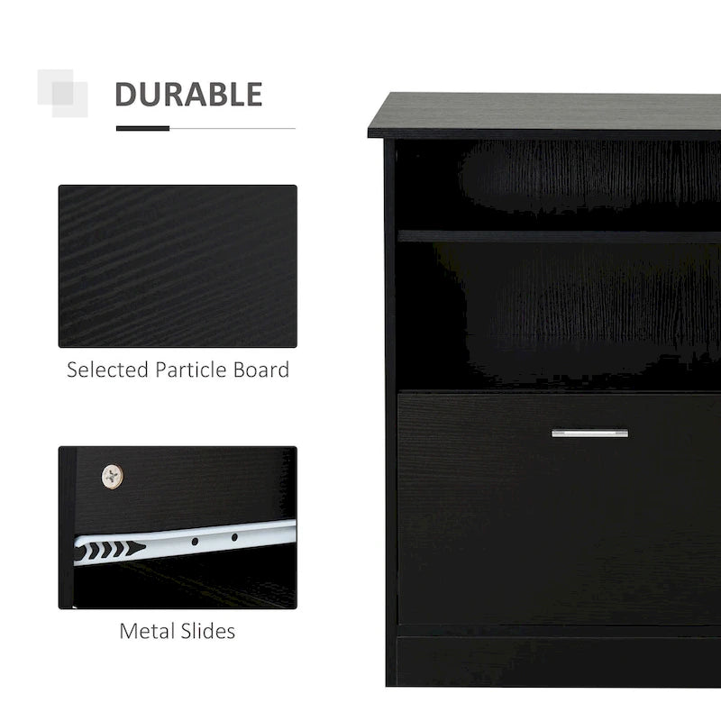 Bureau d'ordinateur HOMCOM avec compartiment pour imprimante, bureau d'angle en L avec rangement, poste de travail PC pour bureau à domicile