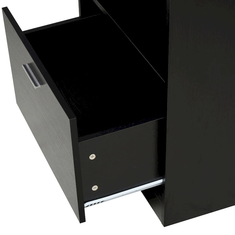 Bureau d'ordinateur HOMCOM avec compartiment pour imprimante, bureau d'angle en L avec rangement, poste de travail PC pour bureau à domicile