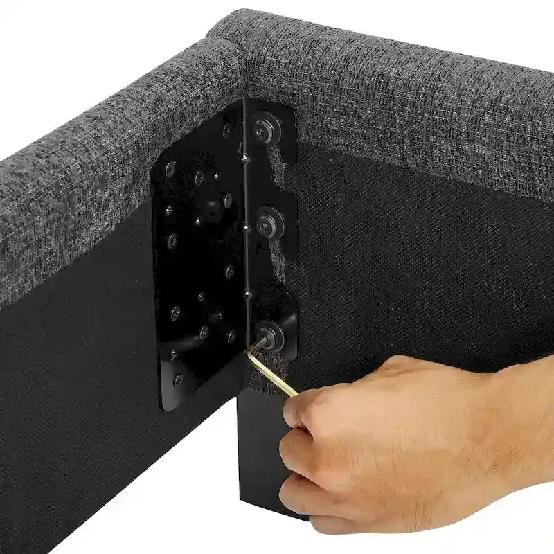 Lit plateforme haut Bridgevine Home gris foncé à panneaux rembourrés