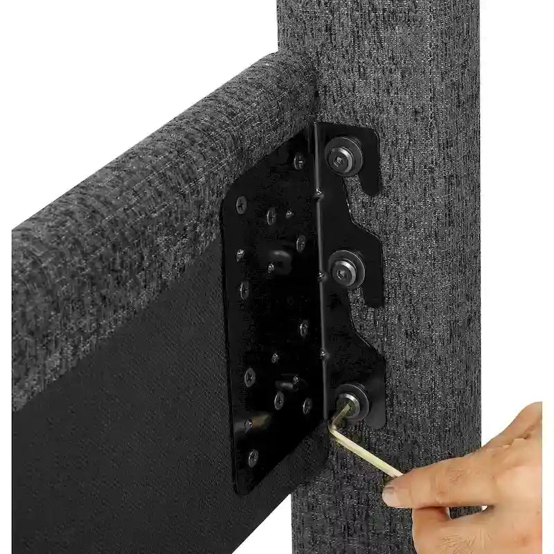 Lit plateforme haut Bridgevine Home gris foncé à panneaux rembourrés