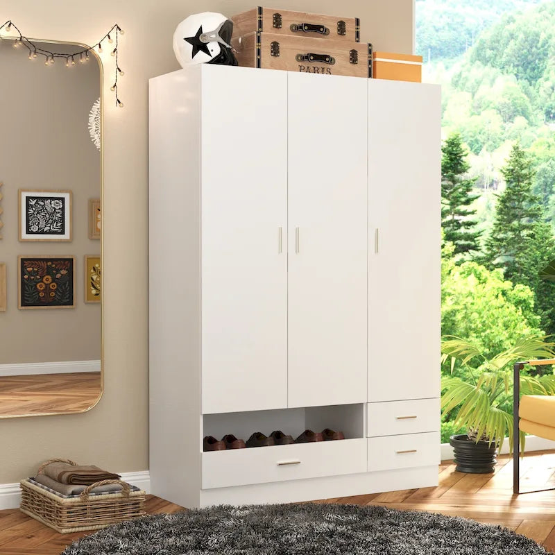 Ensemble armoire et bureau - Ensemble de chambre gain de place transformable en coiffeuse