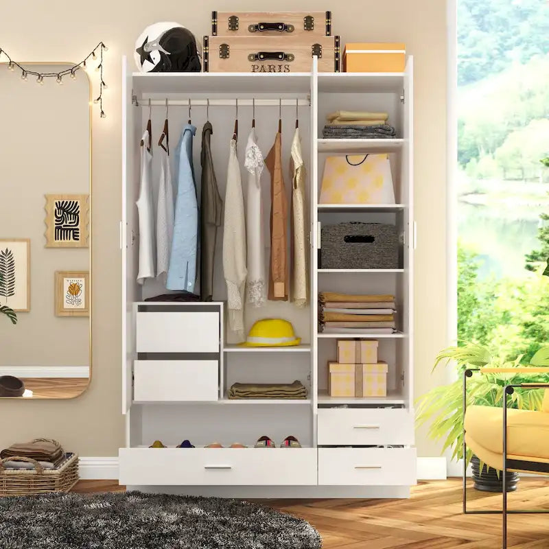 Ensemble armoire et bureau - Ensemble de chambre gain de place transformable en coiffeuse