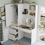 Ensemble armoire et bureau - Ensemble de chambre gain de place transformable en coiffeuse