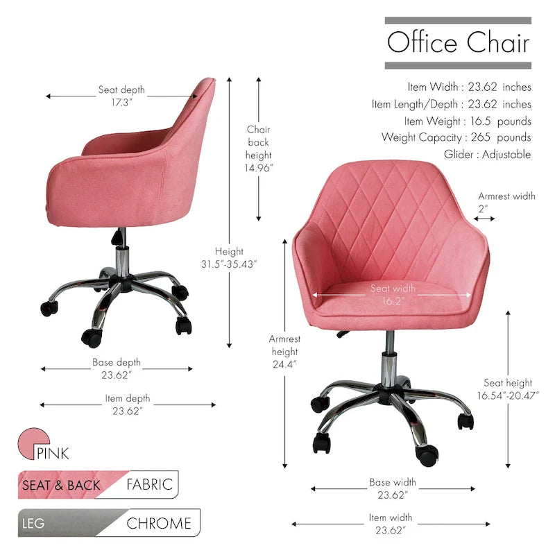 Chaise de bureau Porthos Home Noa, en tissu et à roulettes