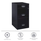 Classeur métallique Space Solutions de 45,7 cm de profondeur, à 3 tiroirs avec tiroir à crayons, noir