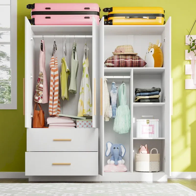 Armoire-penderie autoportante, meuble de rangement pour vêtements