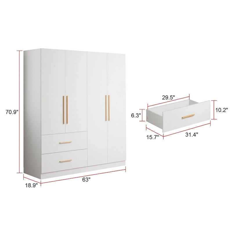 Armoire-penderie autoportante, meuble de rangement pour vêtements