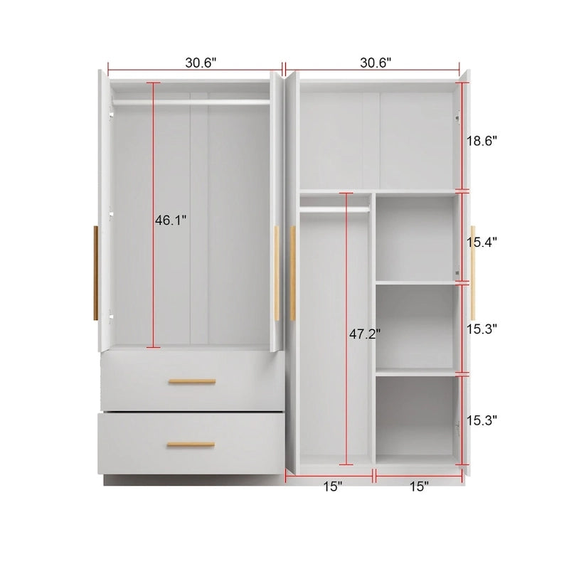 Armoire-penderie autoportante, meuble de rangement pour vêtements