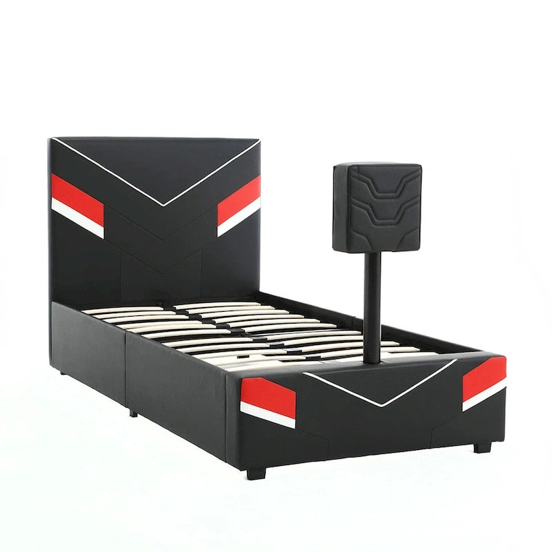 Cadre de lit gaming eSports X Rocker Orion avec support TV, noir/rouge, 1 place