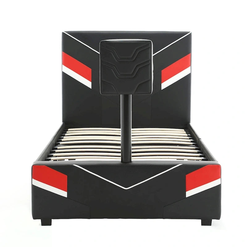 Cadre de lit gaming eSports X Rocker Orion avec support TV, noir/rouge, 1 place