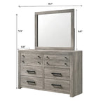 Ensemble de chambre à coucher Perrine gris à plateforme 6 pièces