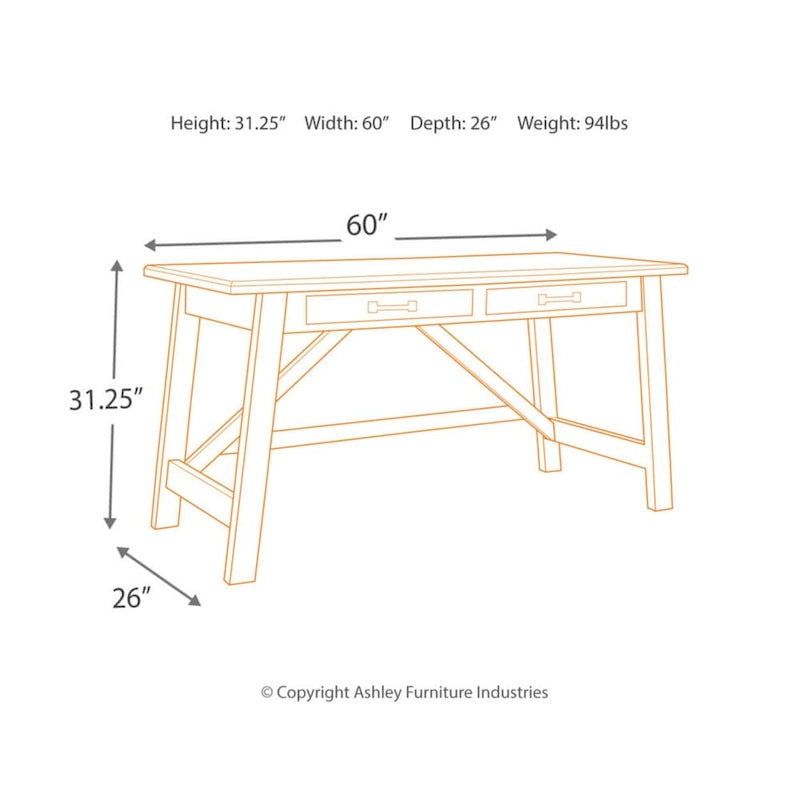 Bureau à pieds larges Baldridge Rustic Brown pour la maison