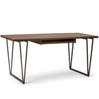 Bureau d'écriture WYNDENHALL Travis en bois massif, style industriel moderne, 168 cm de large, finition brun vieilli naturel