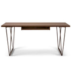 Bureau d'écriture WYNDENHALL Travis en bois massif, style industriel moderne, 168 cm de large, finition brun vieilli naturel