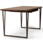 Bureau d'écriture WYNDENHALL Travis en bois massif, style industriel moderne, 168 cm de large, finition brun vieilli naturel