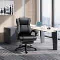 Fauteuil de bureau Vinsetto Executive, inclinable, dossier haut rembourré en similicuir, repose-pieds rétractable, hauteur réglable, noir