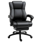 Fauteuil de bureau Vinsetto Executive, inclinable, dossier haut rembourré en similicuir, repose-pieds rétractable, hauteur réglable, noir