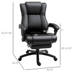 Fauteuil de bureau Vinsetto Executive, inclinable, dossier haut rembourré en similicuir, repose-pieds rétractable, hauteur réglable, noir