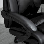 Fauteuil de bureau Vinsetto Executive, inclinable, dossier haut rembourré en similicuir, repose-pieds rétractable, hauteur réglable, noir