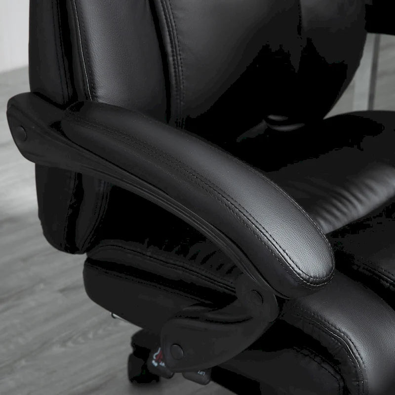 Fauteuil de bureau Vinsetto Executive, inclinable, dossier haut rembourré en similicuir, repose-pieds rétractable, hauteur réglable, noir
