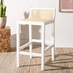 Tabouret de bar SAFAVIEH Carry à dossier bas en rotin - 40,6 cm L x 48,3 cm P x 78,7 cm H