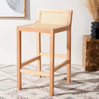 Tabouret de bar SAFAVIEH Carry à dossier bas en rotin - 40,6 cm L x 48,3 cm P x 78,7 cm H