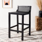 Tabouret de bar SAFAVIEH Carry à dossier bas en rotin - 40,6 cm L x 48,3 cm P x 78,7 cm H
