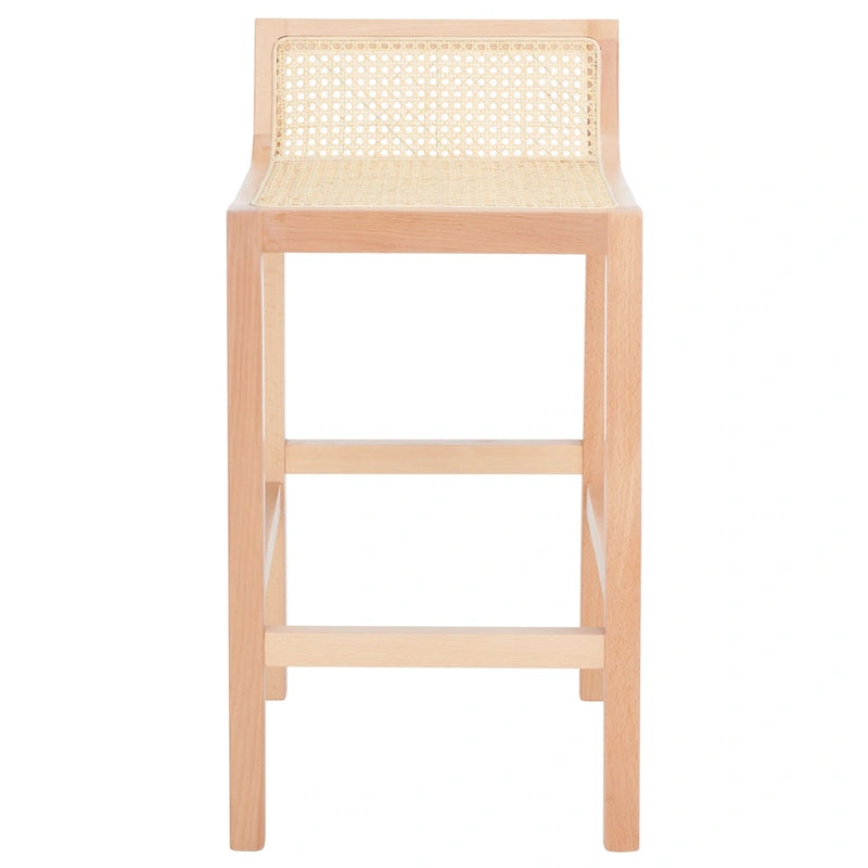 Tabouret de bar SAFAVIEH Carry à dossier bas en rotin - 40,6 cm L x 48,3 cm P x 78,7 cm H