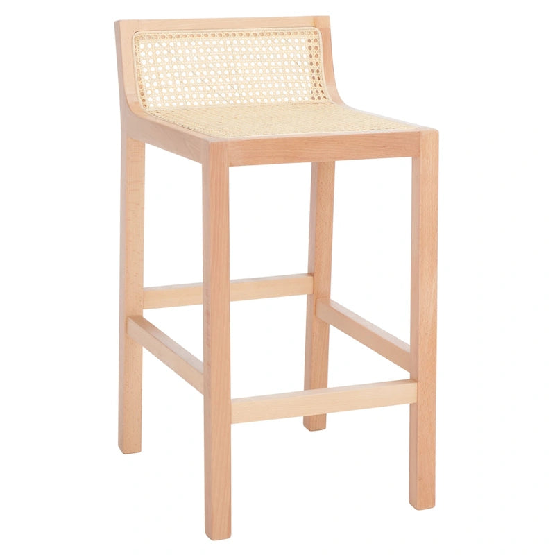 Tabouret de bar SAFAVIEH Carry à dossier bas en rotin - 40,6 cm L x 48,3 cm P x 78,7 cm H