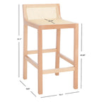 Tabouret de bar SAFAVIEH Carry à dossier bas en rotin - 40,6 cm L x 48,3 cm P x 78,7 cm H