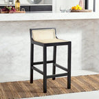 Tabouret de bar SAFAVIEH Carry à dossier bas en rotin - 40,6 cm L x 48,3 cm P x 78,7 cm H