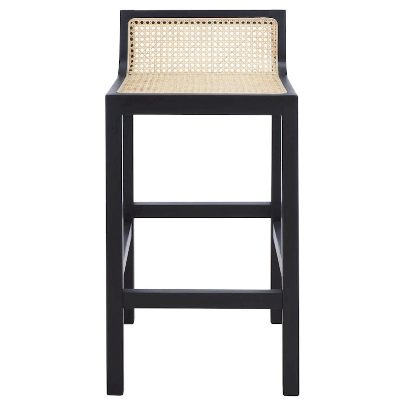 Tabouret de bar SAFAVIEH Carry à dossier bas en rotin - 40,6 cm L x 48,3 cm P x 78,7 cm H