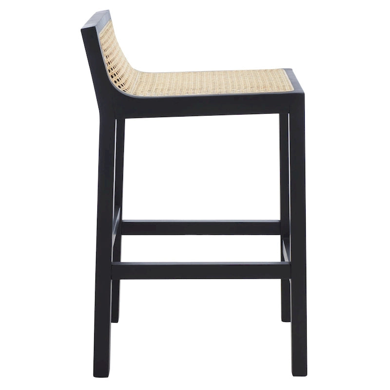 Tabouret de bar SAFAVIEH Carry à dossier bas en rotin - 40,6 cm L x 48,3 cm P x 78,7 cm H